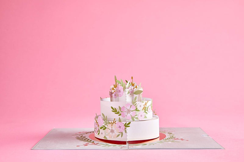 Lovepop Wedding Cake Pop Up Card, 5" W x 7" H, Pink and Green Floral Embellishments, Blank Envelope Included - Image 5